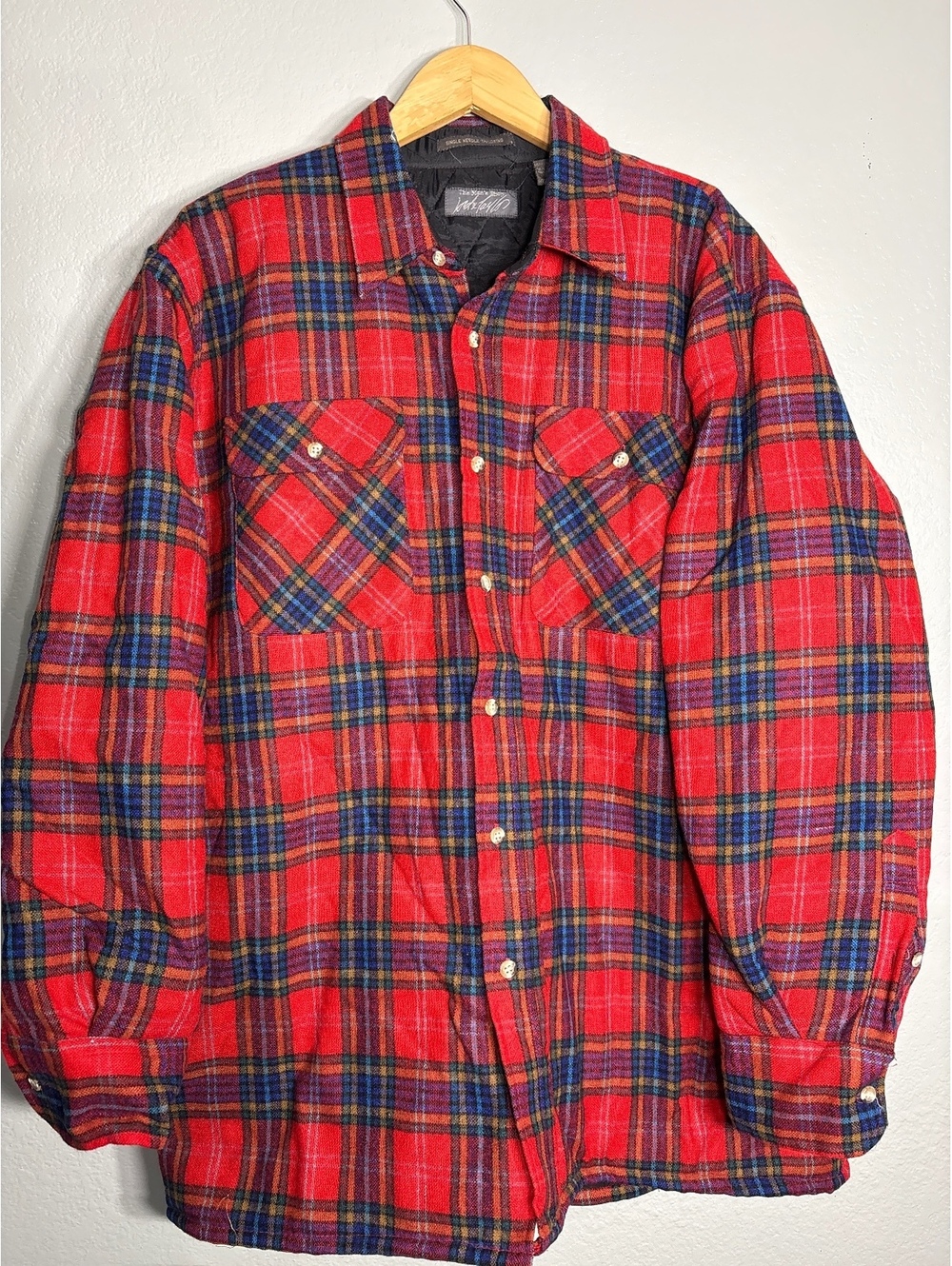 Vintage lord Taylor the man’s shop wool quilted flannel jacket shirt XL 70s 80s